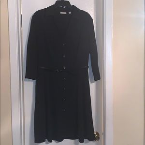 Black belted dress w/buttons up the front